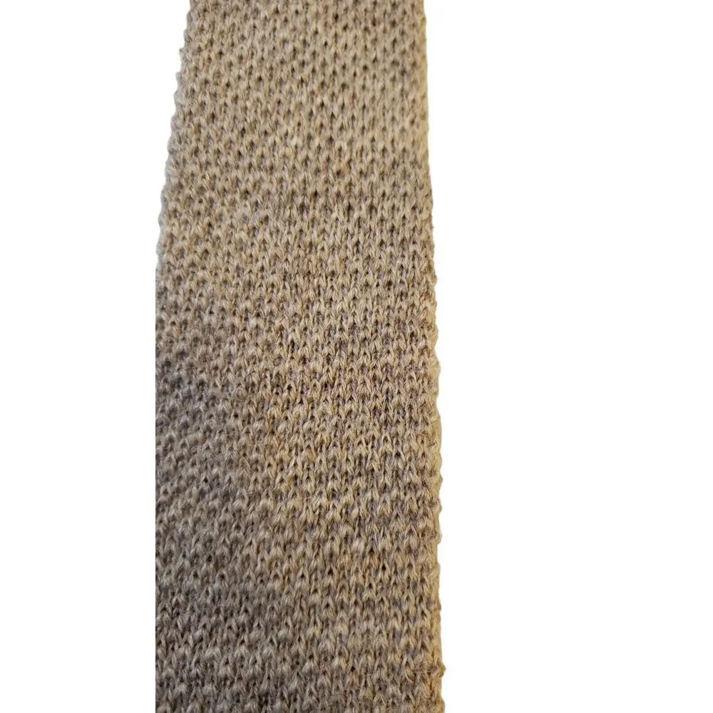 Vintage Tan Knit 100% Wool Square Tie‎ Classy Eclectic Grandpa Preppy Trendy